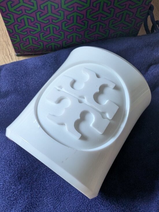Tory Burch Jewelry - Tory Burch White Resin Miller Large Logo Wide Cuff Bracelet Bangle
